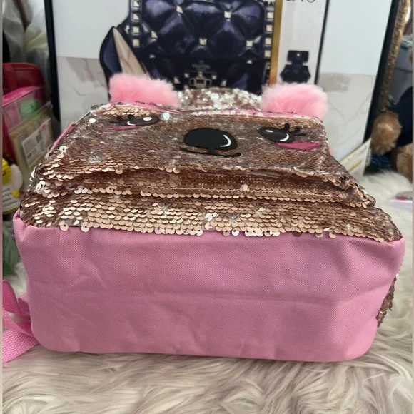 Sequin Koala Kids Backpack - Pink & Gold
